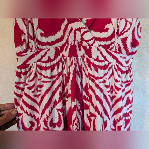 INC MAXI DRESS Sz. Petite Medium Orange & White - Picture 12 of 17